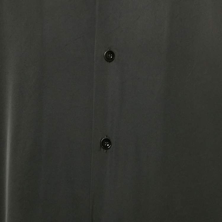 Pre Owned Jil Sander Black Satin Button Front Half Sleeve Shirt XL