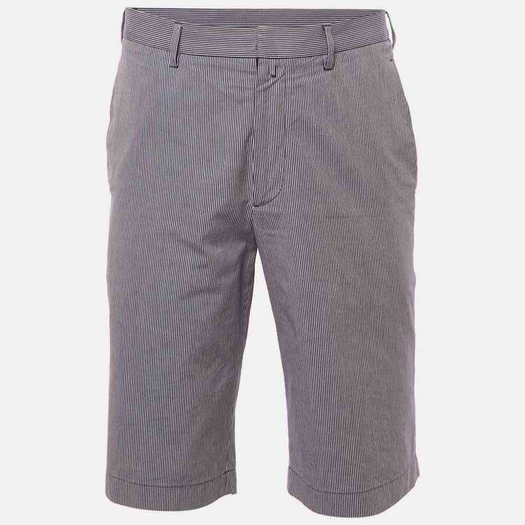Pre Owned Jil Sander Blue Striped Cotton Chino Shorts L
