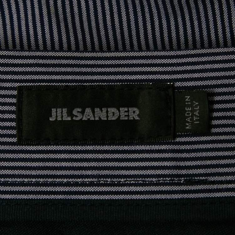 Pre Owned Jil Sander Blue Striped Cotton Chino Shorts L