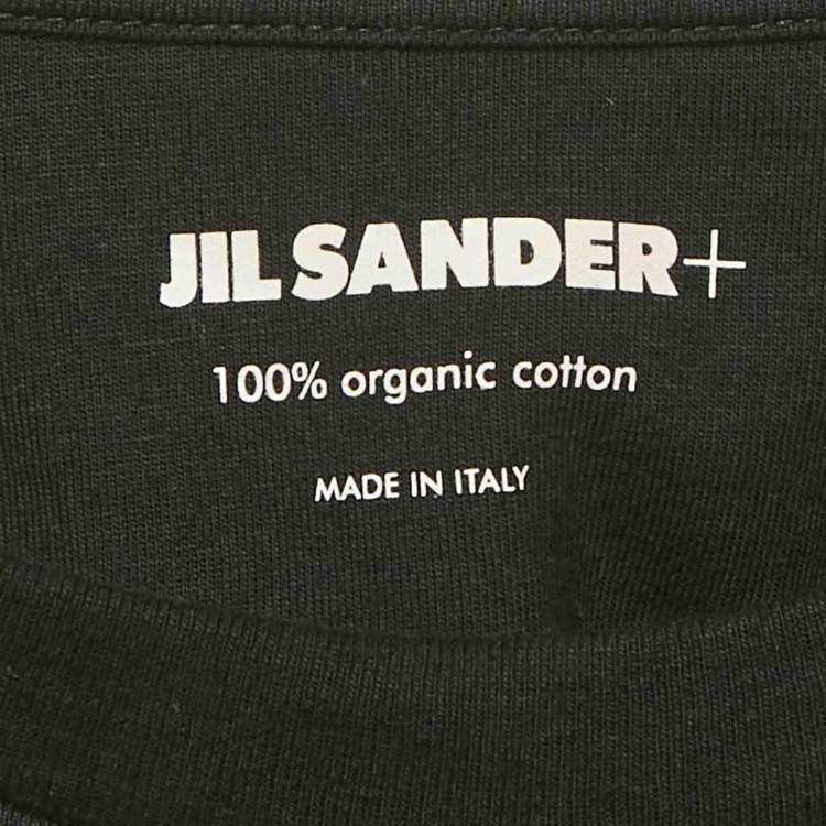 Pre Owned Jil Sander Black Cotton Logo Pack Crewneck T-Shirt L