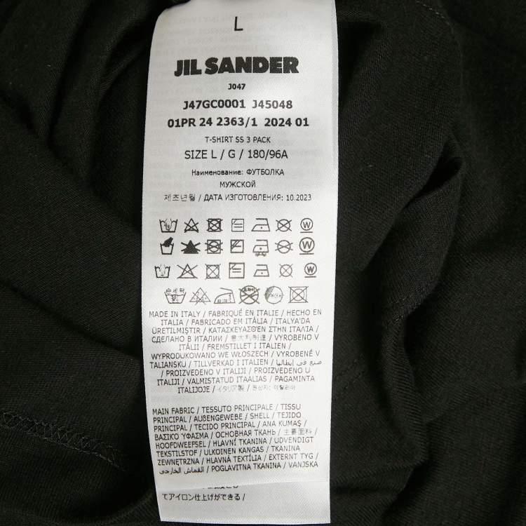Pre Owned Jil Sander Black Cotton Logo Pack Crewneck T-Shirt L