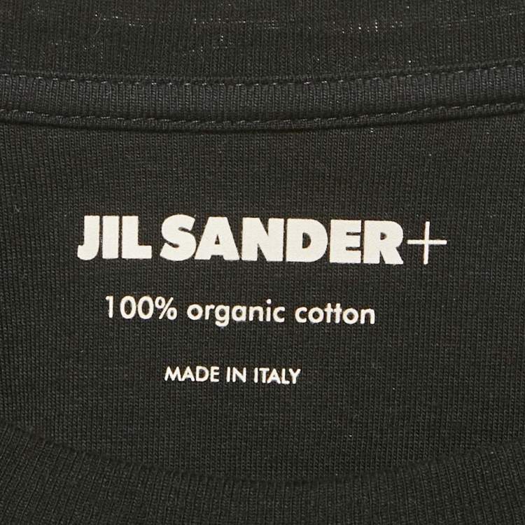Pre Owned Jil Sander Black Cotton Logo Pack Crewneck T-Shirt L