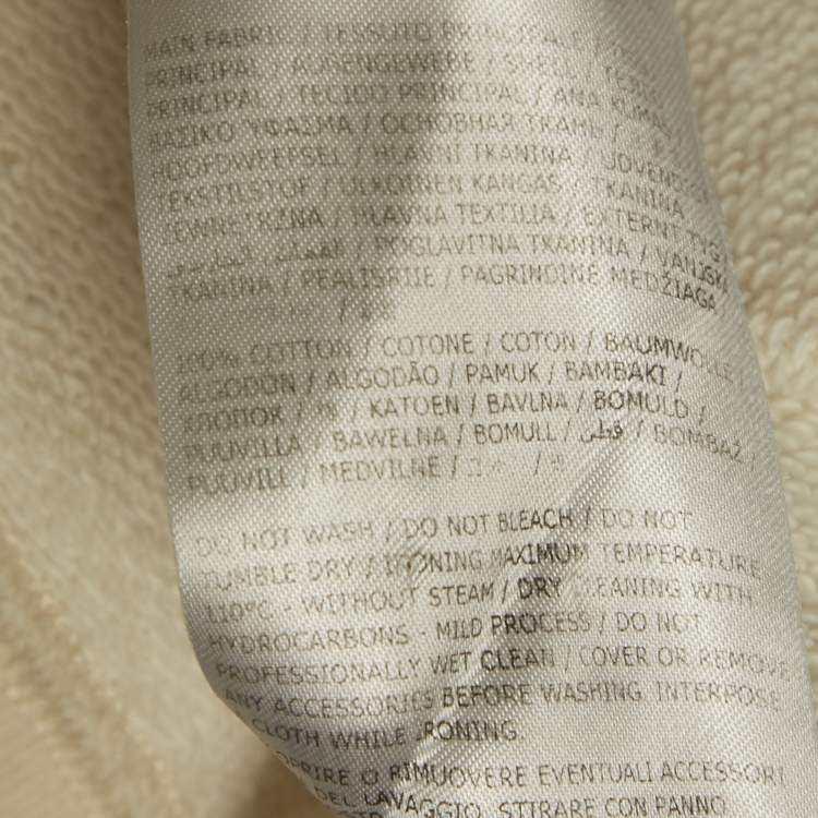 Pre Owned Jil Sander Beige Logo Print Cotton Crewneck Sweatshirt M