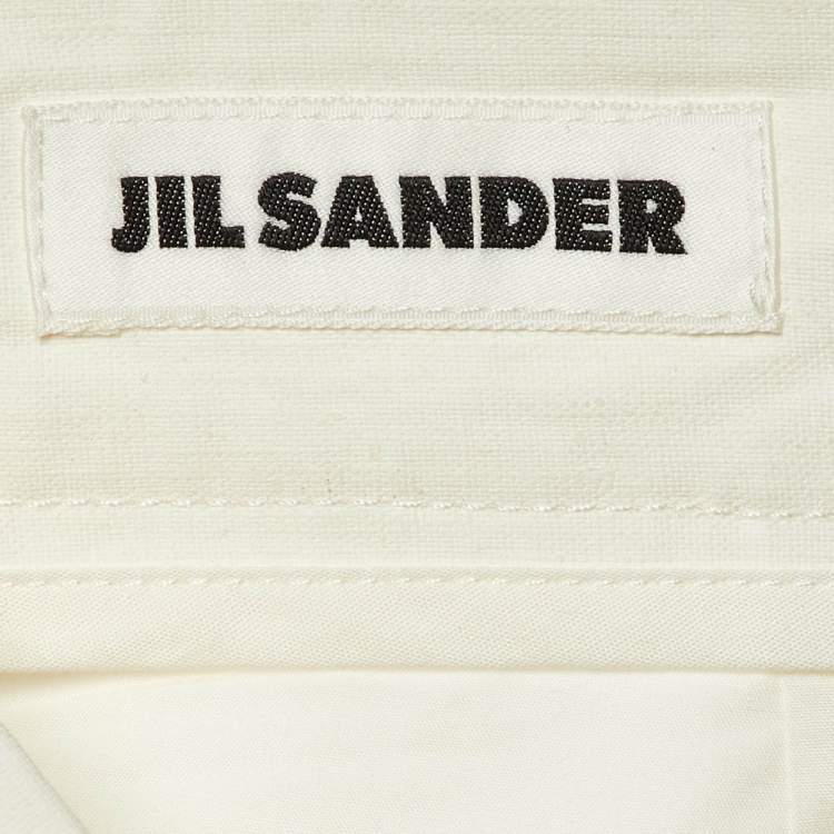 Pre Owned Jil Sander Ivory Linen Wide Leg Shorts M
