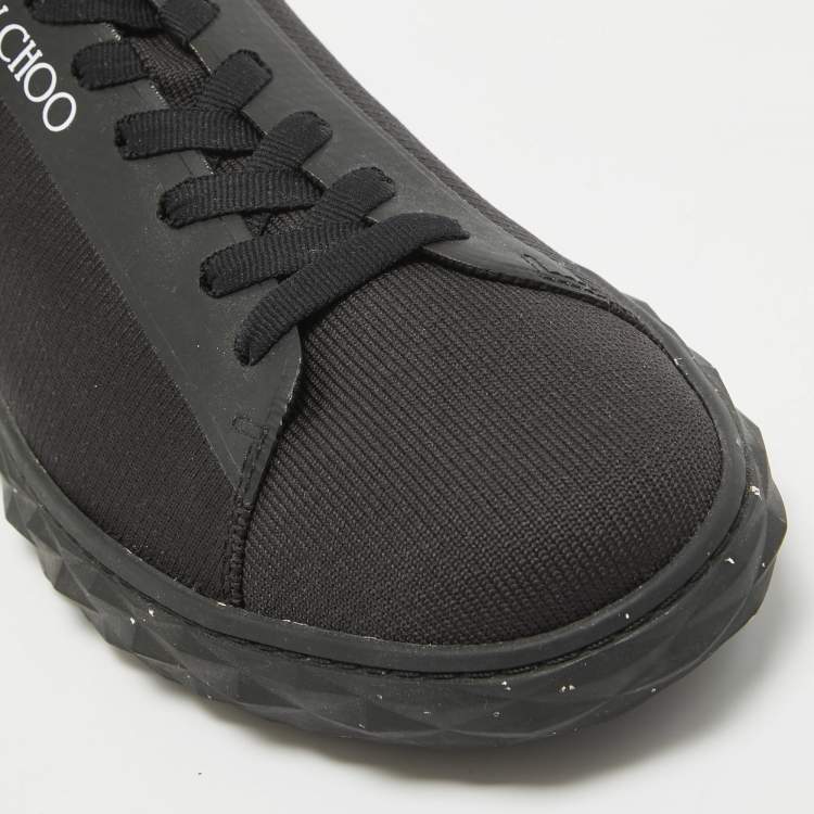 Pre Owned Jimmy Choo Black/Grey Fabric and Leather Lace Up Sneakers Size 44.5