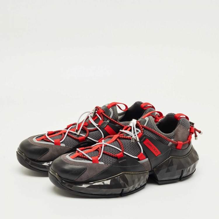 Pre Owned Jimmy Choo Multicolor Leather and Mesh Diamond Trail Sneakers Size 45