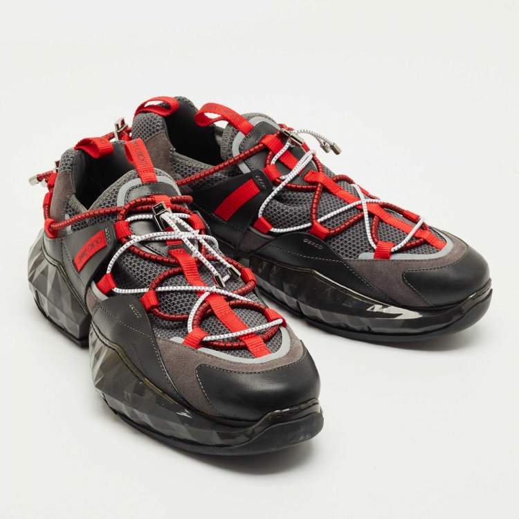Pre Owned Jimmy Choo Multicolor Leather and Mesh Diamond Trail Sneakers Size 45