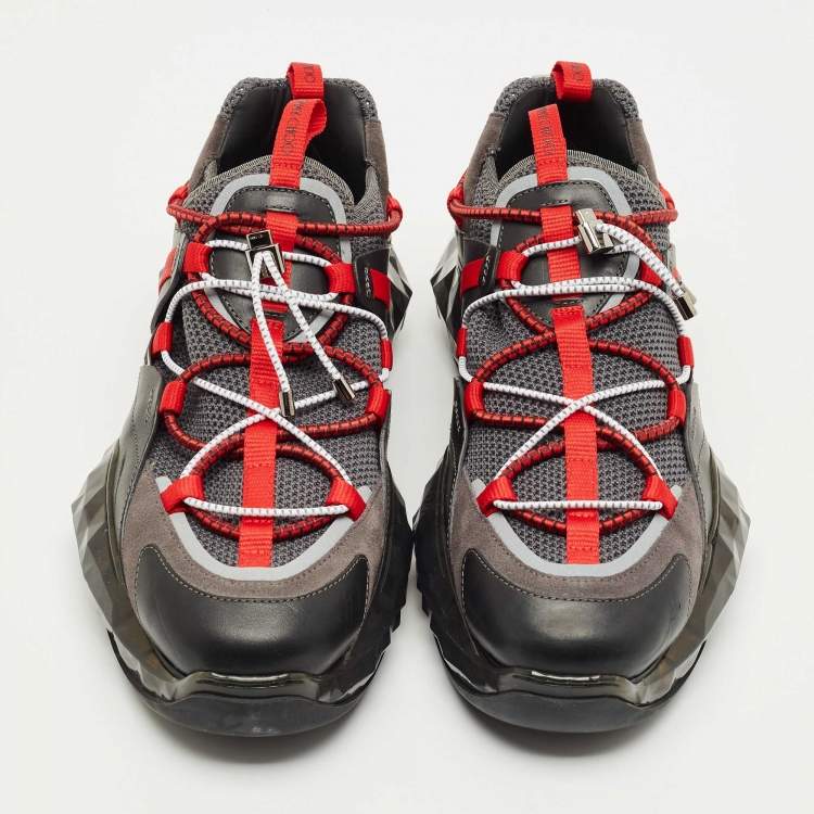 Pre Owned Jimmy Choo Multicolor Leather and Mesh Diamond Trail Sneakers Size 45
