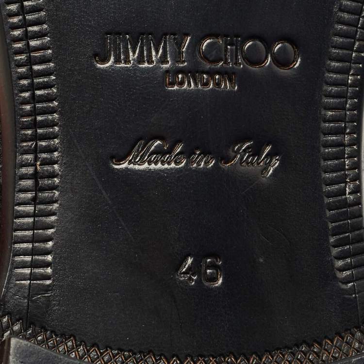 Pre Owned Jimmy Choo Black Fabric Foxley Tassel Loafers Size 46