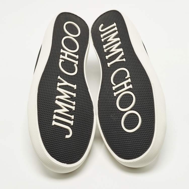 Pre Owned Jimmy Choo Palma m Size 45 Black Canvas and Leather Low Top Sneakers