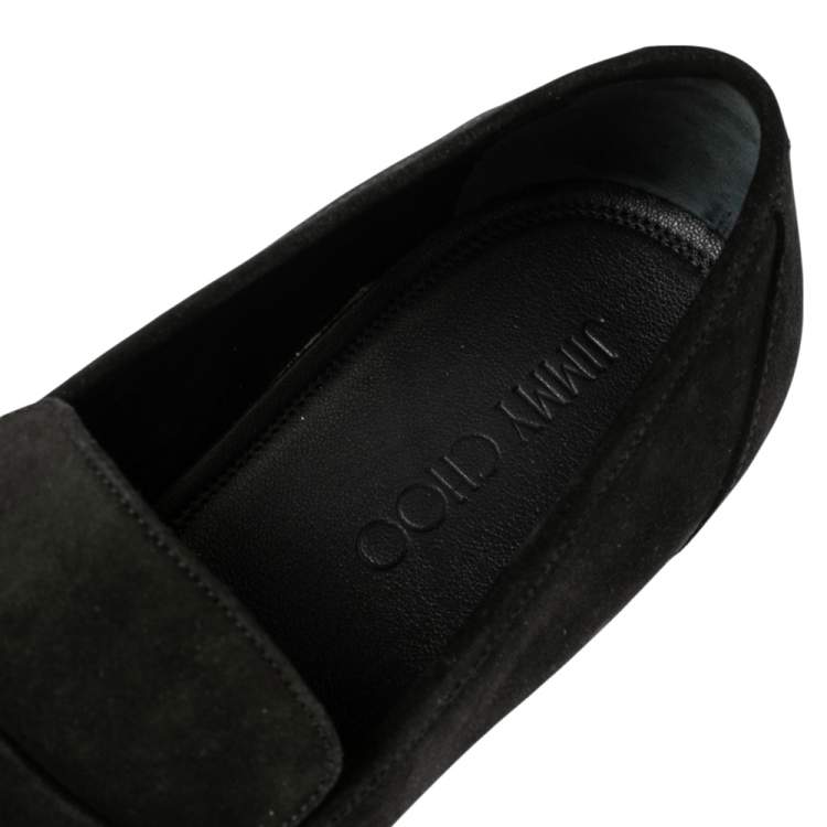 Pre Owned Jimmy Choo Black Suede Francis Loafers Size 44