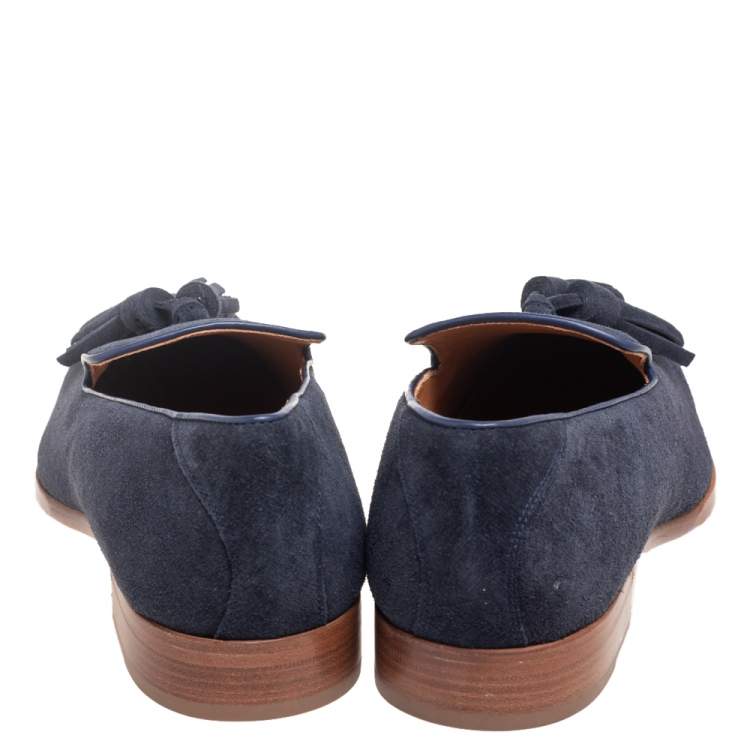 Pre Owned Jimmy Choo Blue Denim Foxley Tassel Loafers Size 45