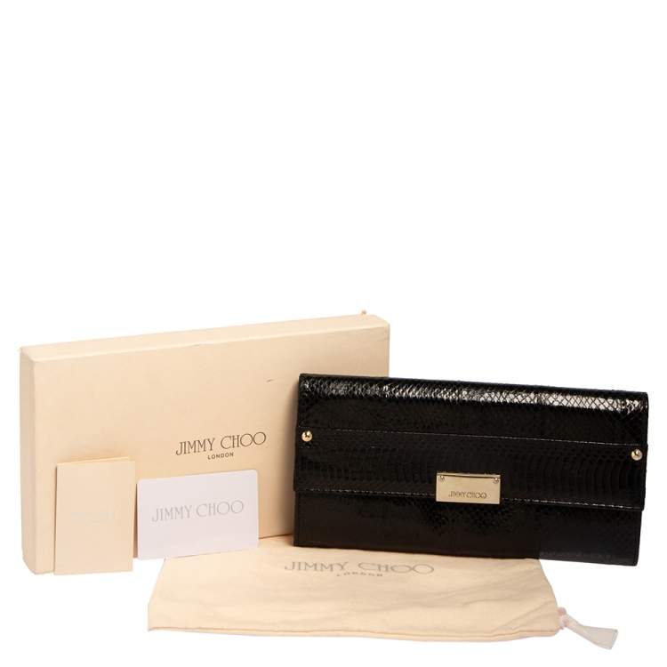 Pre Owned Jimmy Choo Black Snakeskin Reese Clutch