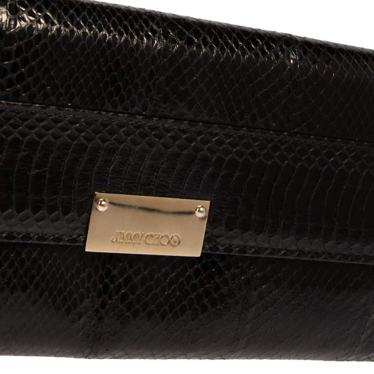 Pre Owned Jimmy Choo Black Snakeskin Reese Clutch