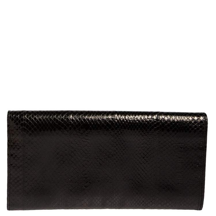 Pre Owned Jimmy Choo Black Snakeskin Reese Clutch