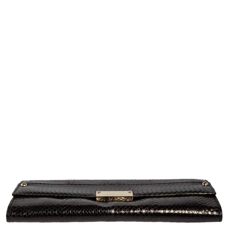 Pre Owned Jimmy Choo Black Snakeskin Reese Clutch