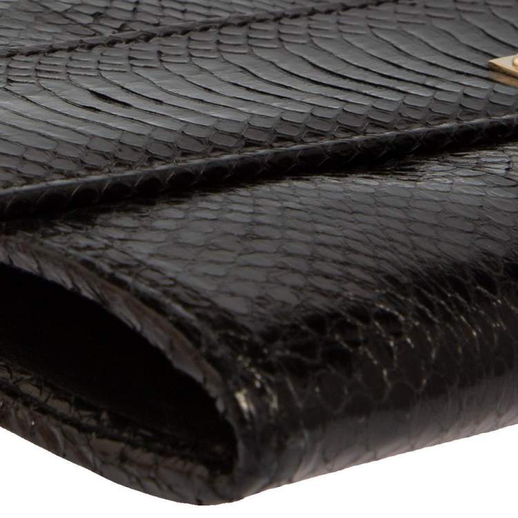 Pre Owned Jimmy Choo Black Snakeskin Reese Clutch