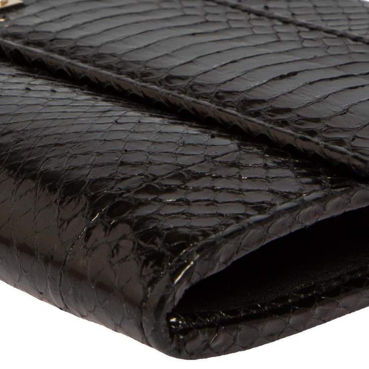 Pre Owned Jimmy Choo Black Snakeskin Reese Clutch