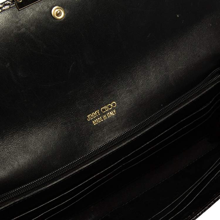 Pre Owned Jimmy Choo Black Snakeskin Reese Clutch