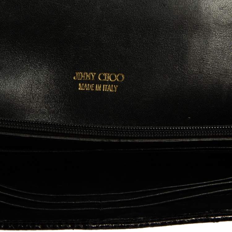 Pre Owned Jimmy Choo Black Snakeskin Reese Clutch
