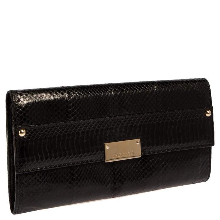 Pre Owned Jimmy Choo Black Snakeskin Reese Clutch