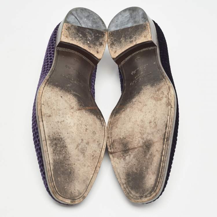 Pre Owned Jimmy Choo Purple Velvet  Slip On Loafers Size 44