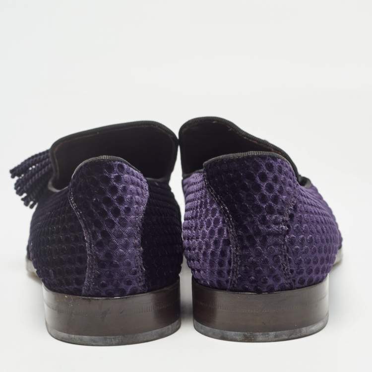 Pre Owned Jimmy Choo Purple Velvet  Slip On Loafers Size 44