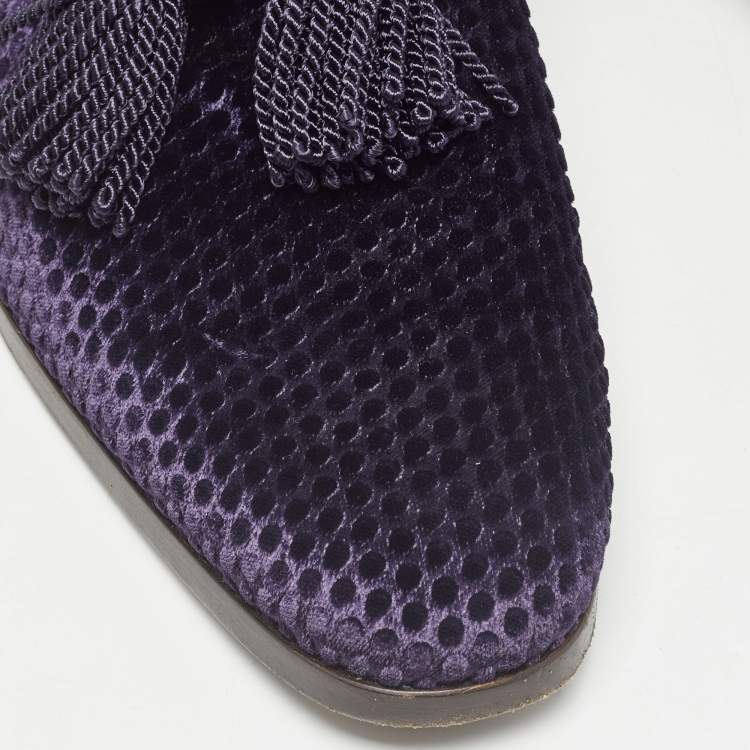 Pre Owned Jimmy Choo Purple Velvet  Slip On Loafers Size 44