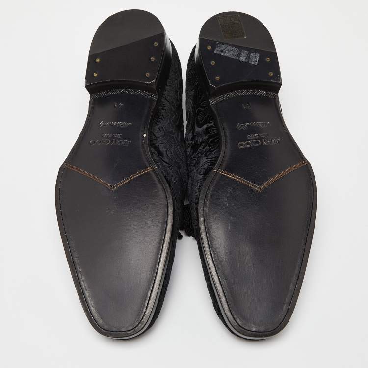 Pre Owned Jimmy Choo Black Velvet Tassel Loafers Size 41