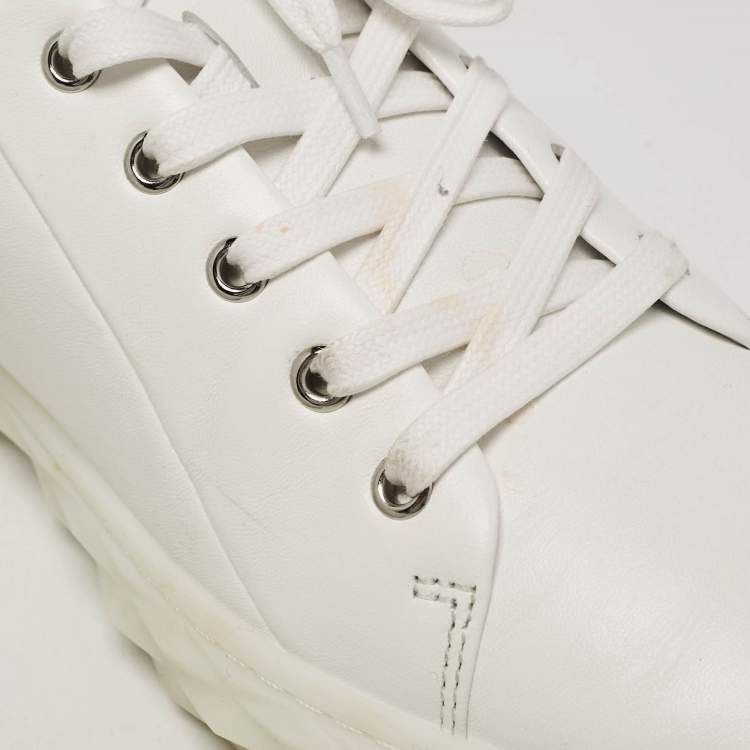 Pre Owned Jimmy Choo White Leather Diamond Sneakers Size 42