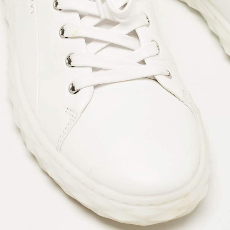 Pre Owned Jimmy Choo White Leather Diamond Sneakers Size 42