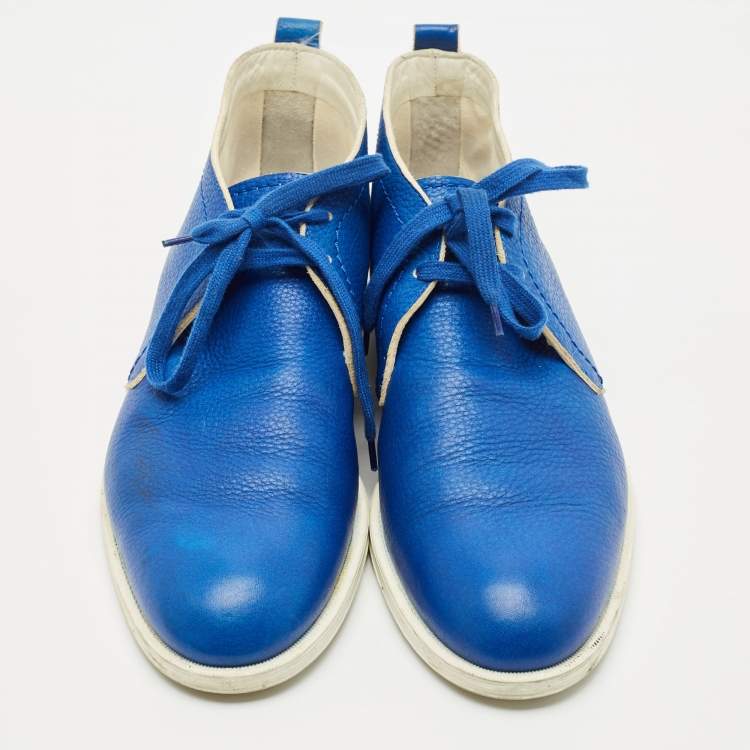Pre Owned Jimmy Choo Blue Leather Ankle Length Boots Size 44.5