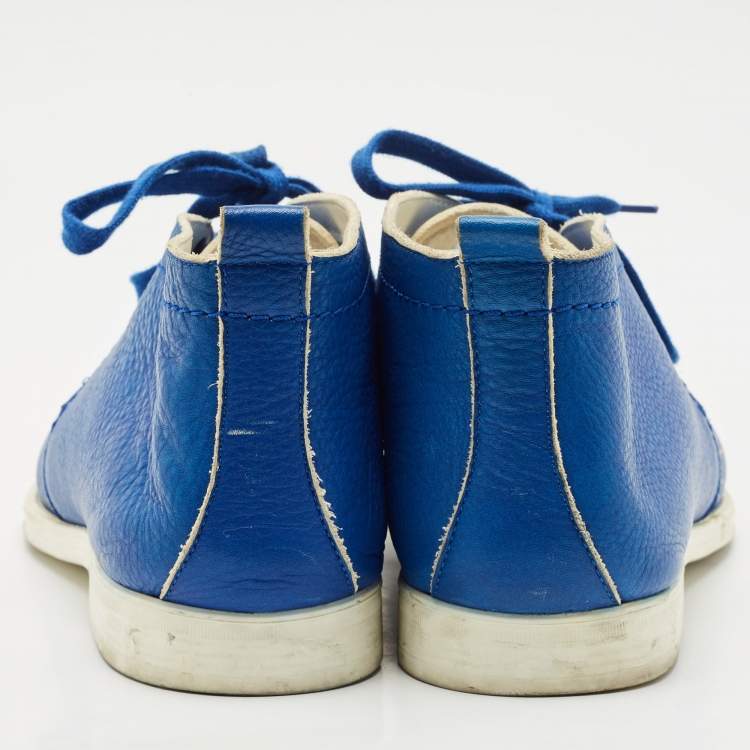 Pre Owned Jimmy Choo Blue Leather Ankle Length Boots Size 44.5