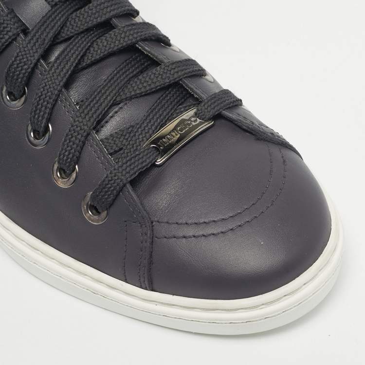 Pre Owned Jimmy Choo Grey Leather High Top Sneakers Size 40