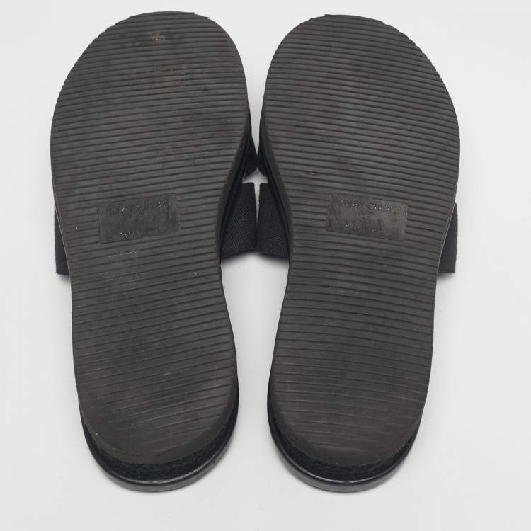 Pre Owned Jimmy Choo Black Canvas Crisscross Platform Flat Sandals Size 43