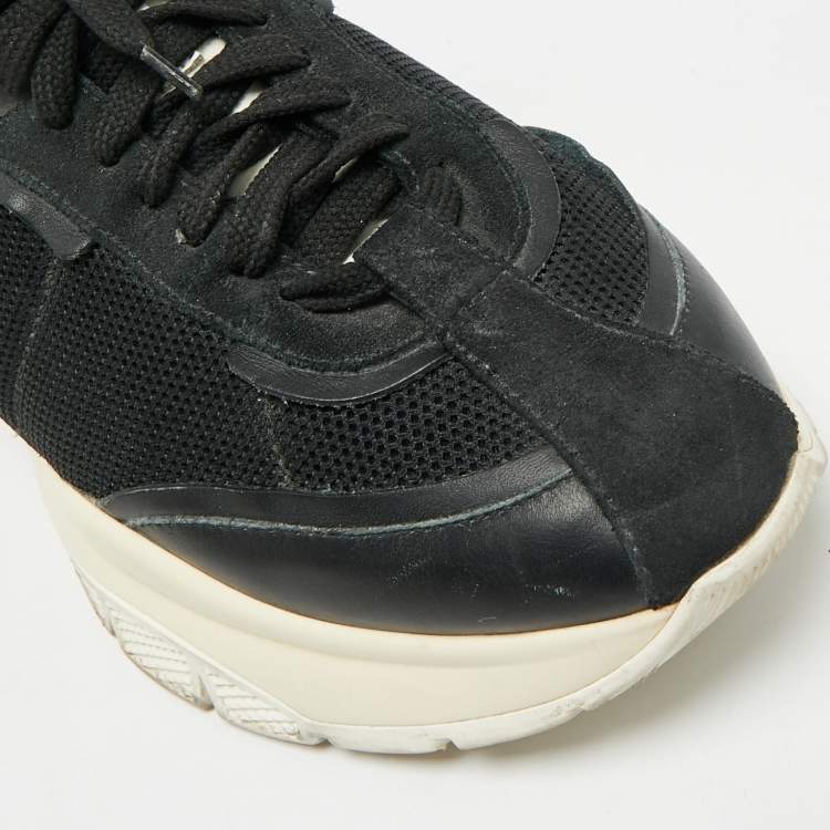 Pre Owned Jimmy Choo Raine Size 42 Black Leather and Mesh Lace Up Sneakers