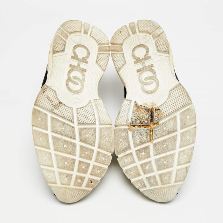 Pre Owned Jimmy Choo Raine Size 42 Black Leather and Mesh Lace Up Sneakers