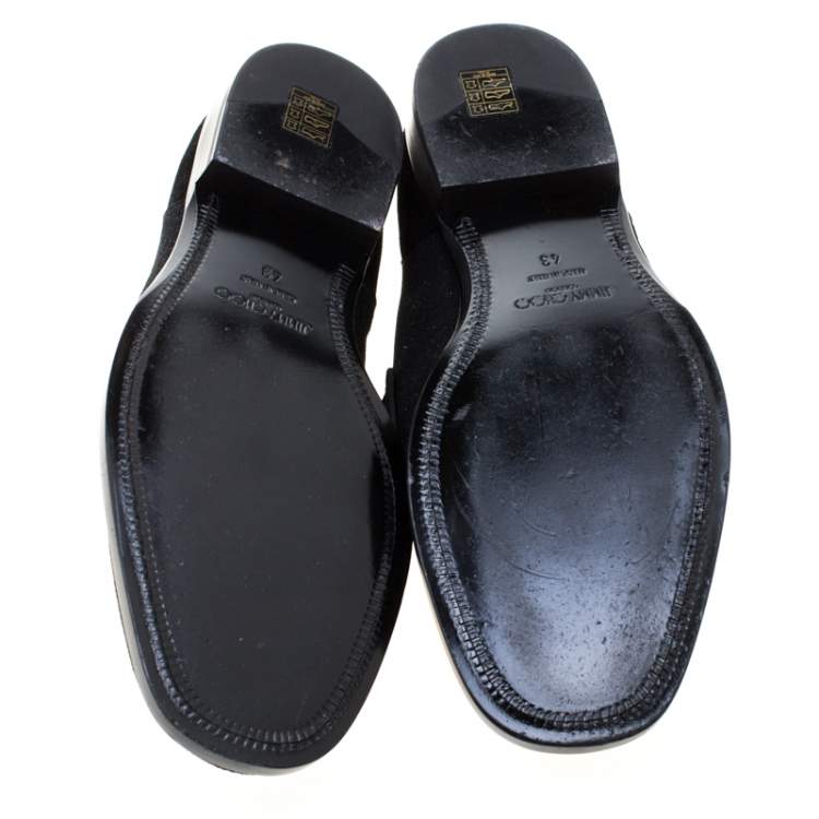 Pre Owned Jimmy Choo Black Glitter Texture Suede Loafers Size 43