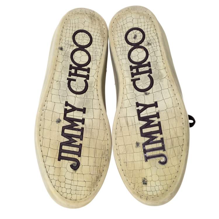 Pre Owned Jimmy Choo Burgundy Croc Embossed Leather Belgravia High Top Sneakers Size 42
