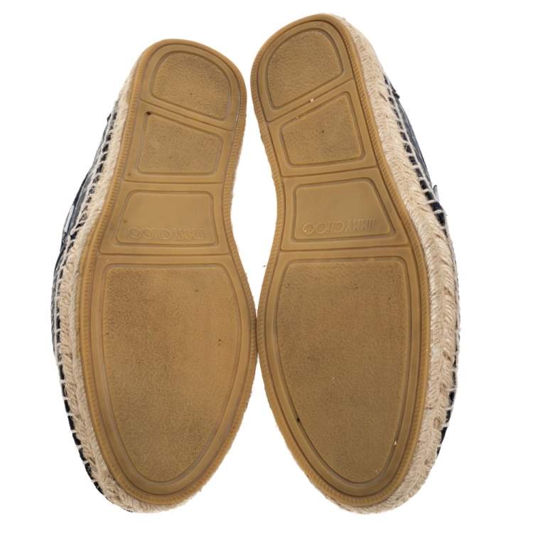 Pre Owned Jimmy Choo Blue Croc Embossed Leather Vlad Slip On Sneakers Size 42