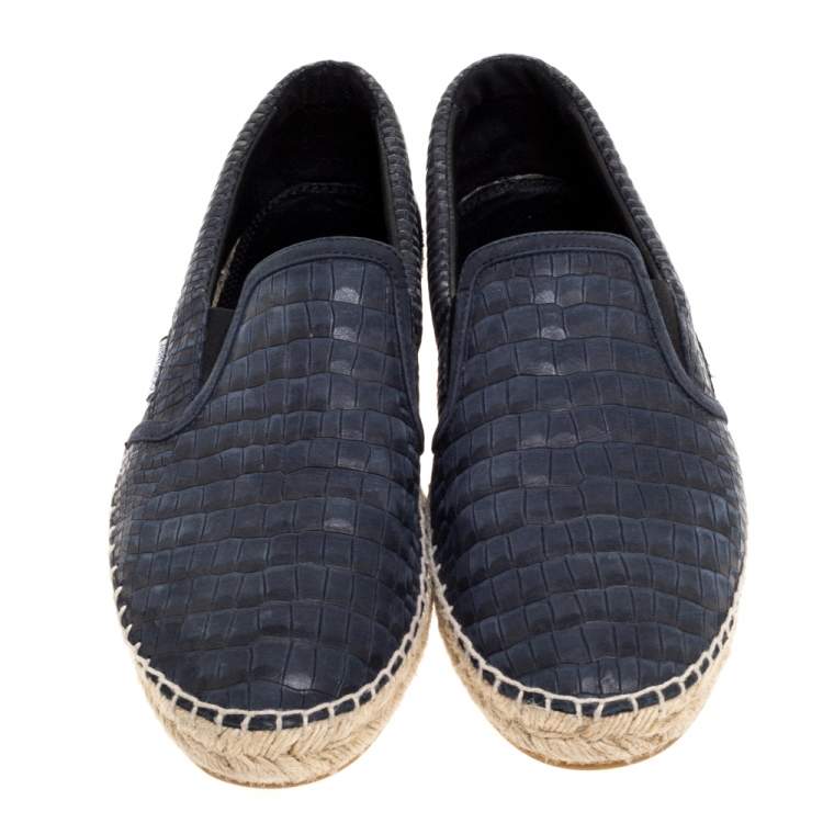 Pre Owned Jimmy Choo Blue Croc Embossed Leather Vlad Slip On Sneakers Size 42