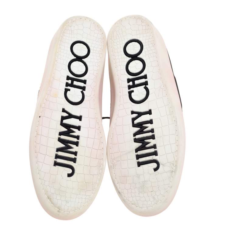 Pre Owned Jimmy Choo Black Croc Embossed Leather Belgravia High Top Sneakers Size 44