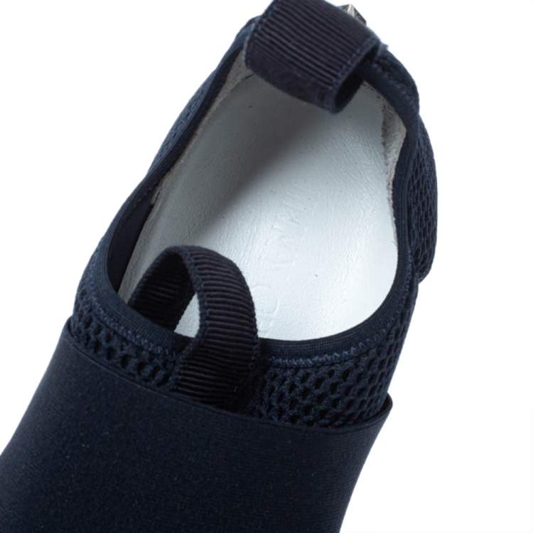 Pre Owned Jimmy Choo Navy Blue Suede and Mesh Slip On Sneakers Size 43