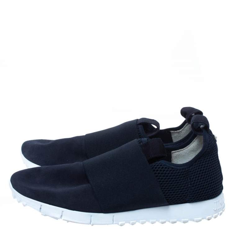 Pre Owned Jimmy Choo Navy Blue Suede and Mesh Slip On Sneakers Size 43