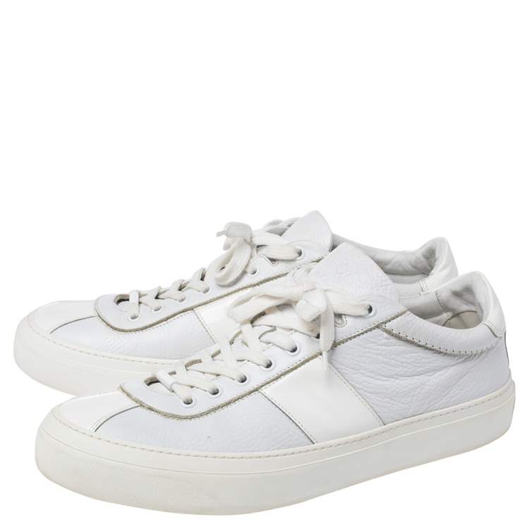 Pre Owned Jimmy Choo White Leather Low Top Sneakers Size 44.5