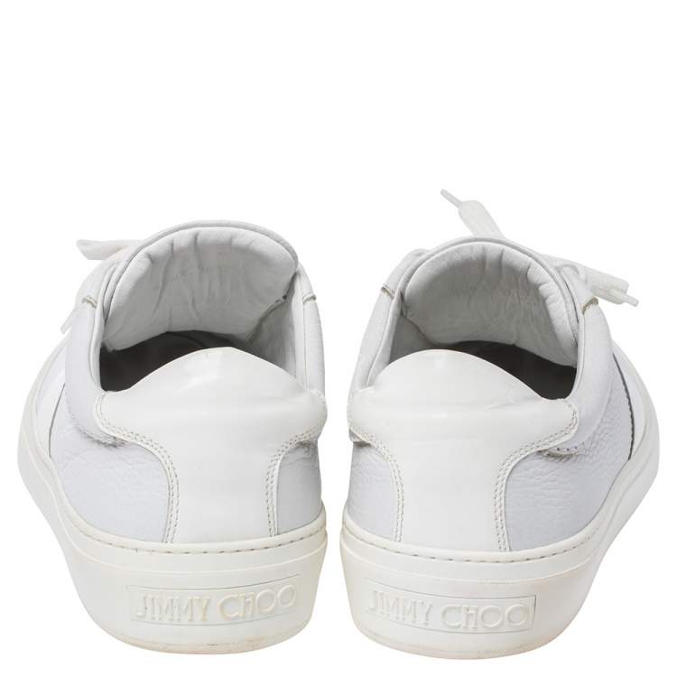 Pre Owned Jimmy Choo White Leather Low Top Sneakers Size 44.5