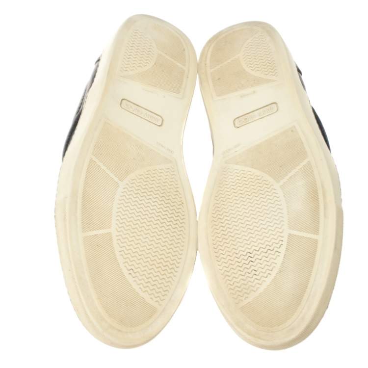 Pre Owned Jimmy Choo Navy Blue Croc Embossed Leather Slip On Sneakers Size 42