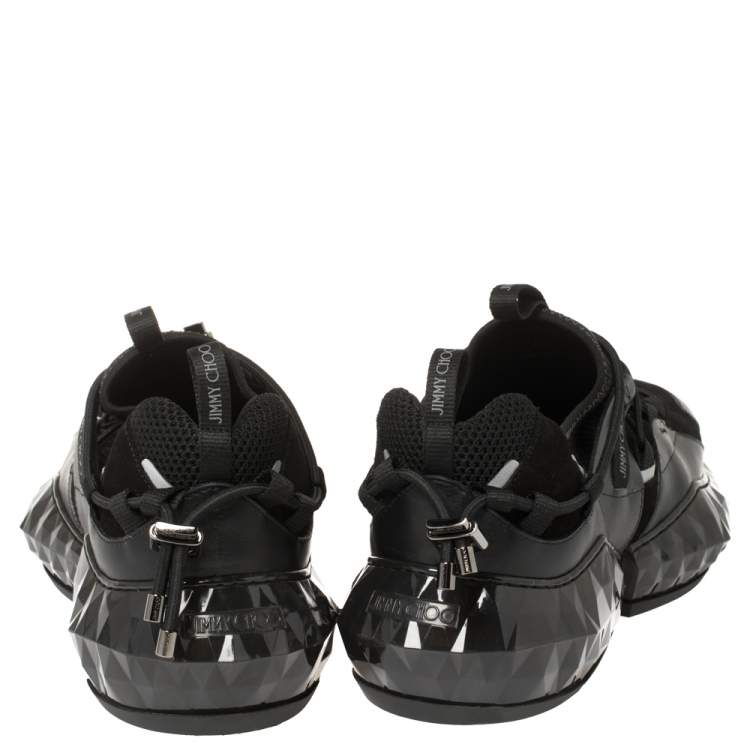 Pre Owned Jimmy Choo Black Leather/Suede and Mesh Diamond Trial Sneakers Size 43.5