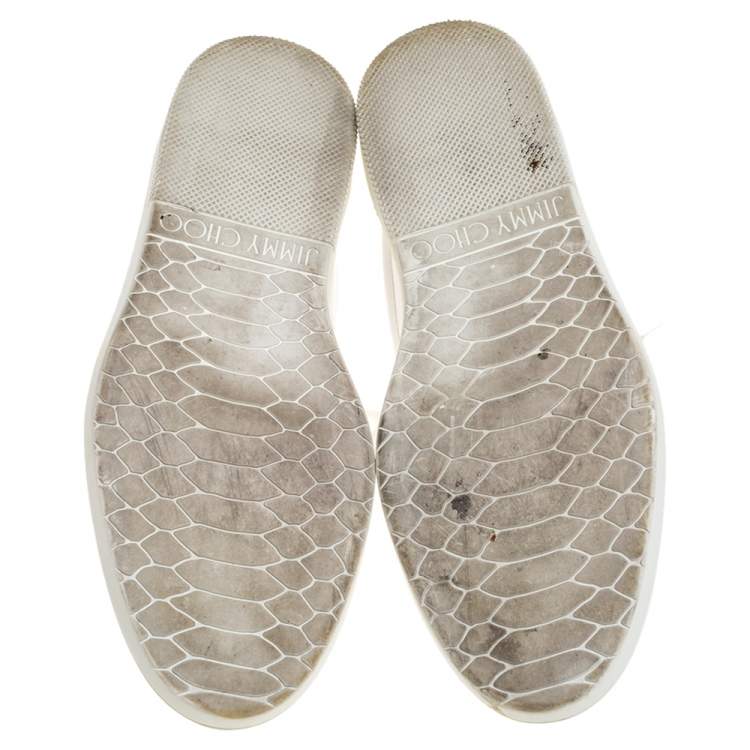 Pre Owned Jimmy Choo White Brogue Leather Brian Sneakers Size 40.5