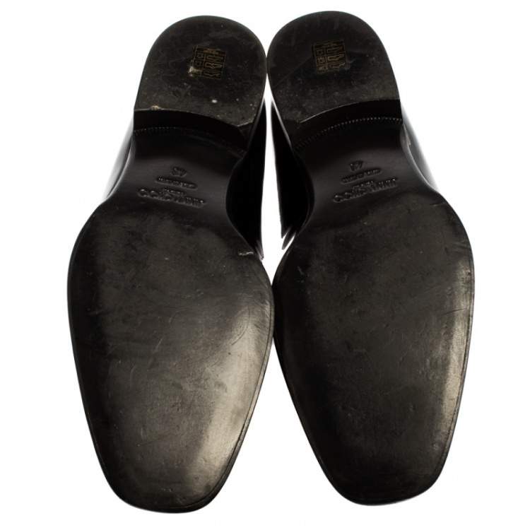 Pre Owned Jimmy Choo Black Patent Leather Slip On Loafers Size 43